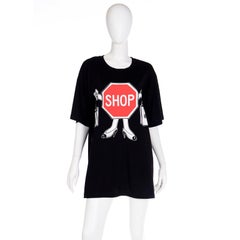 Moschino Couture Black T-Shirt With Shop Stop Sign W Shopping Bags New With Tags