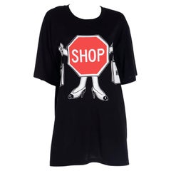Moschino Couture Black T-Shirt With Shop Stop Sign W Shopping Bags New With Tags