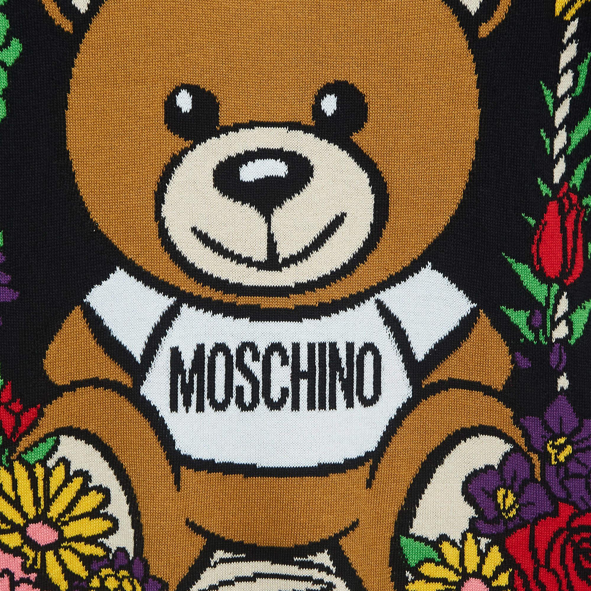 Moschino Couture Black Teddy Intarsia Mesh Sheer Sweatshirt S In Excellent Condition In Dubai, Al Qouz 2