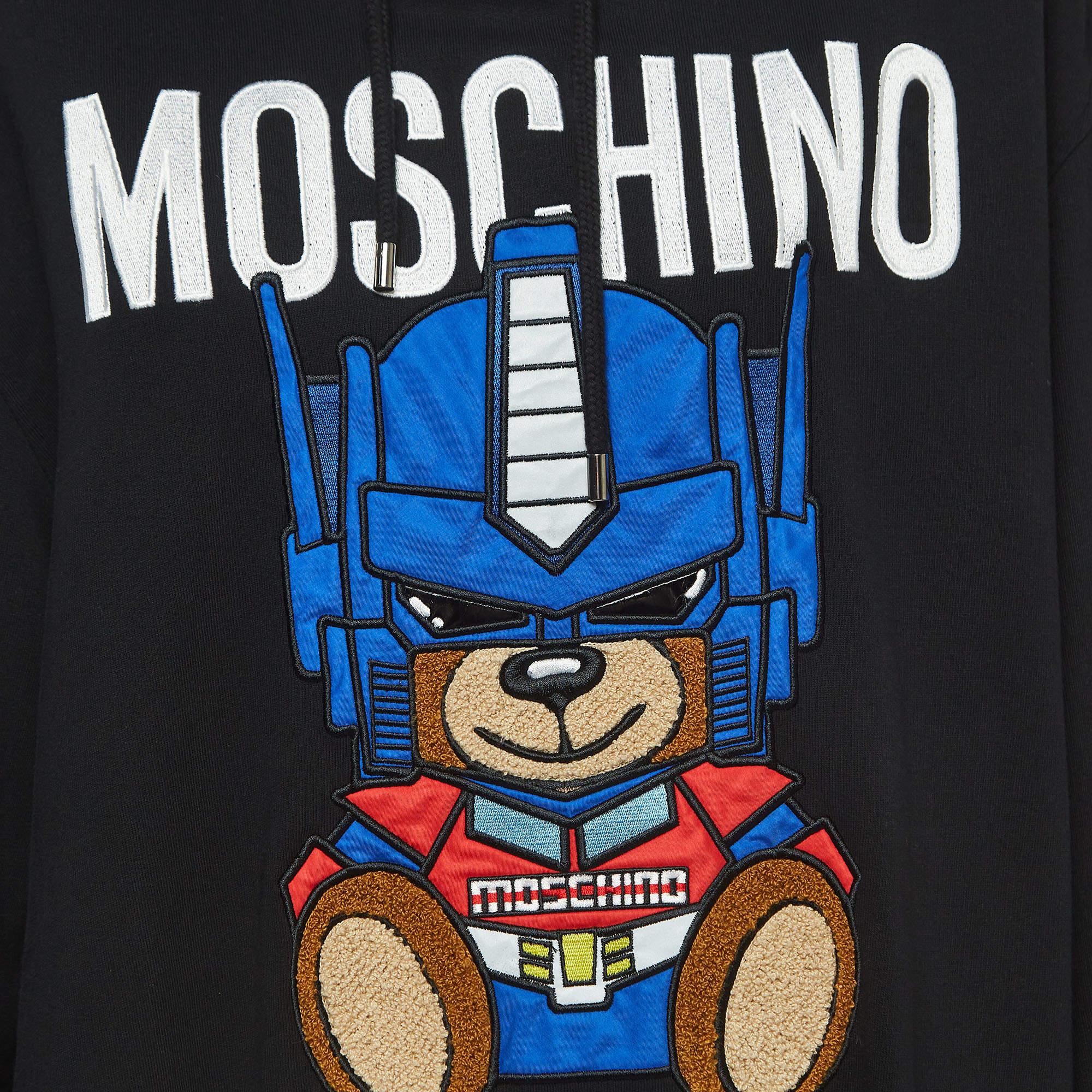 Moschino Couture Black Transformer Teddy Cotton Hoodie M In Good Condition For Sale In Dubai, Al Qouz 2