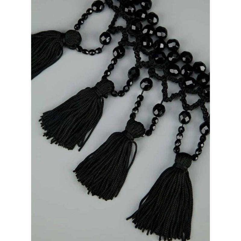Moschino Couture Black Vintage Crystal Tassel Necklace 90s In Excellent Condition For Sale In Verviers, Région Wallonne
