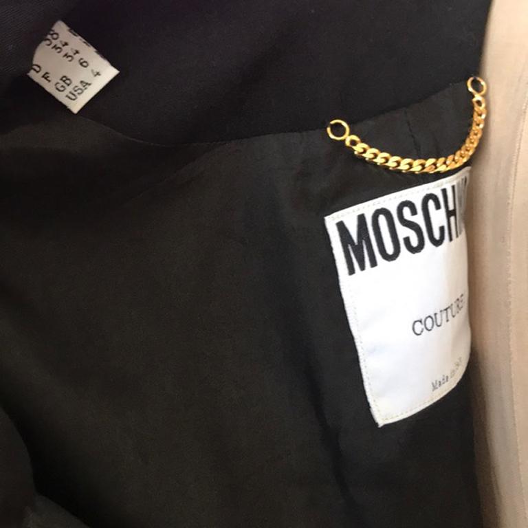 Moschino Couture Black Vintage Hand Print Suit For Sale 2