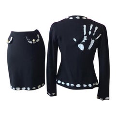 Moschino Couture Traje Negro Vintage Estampado a Mano