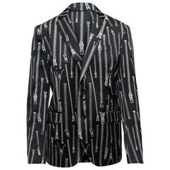 Moschino Couture Black & White Zipper Patterned Blazer