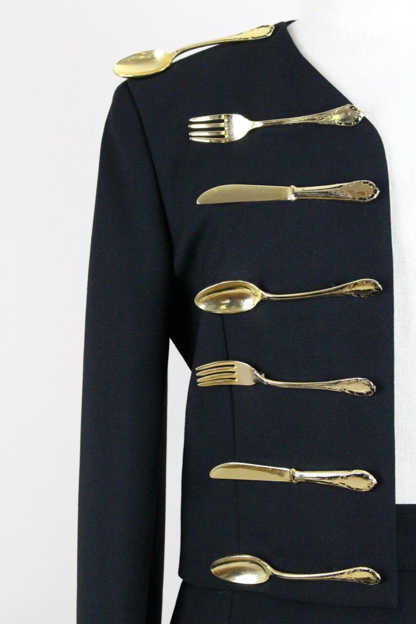 MOSCHINO COUTURE! Black Wool Cutlery 