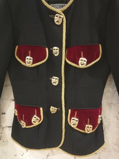 Moschino Couture Black Wool Masks Jacket