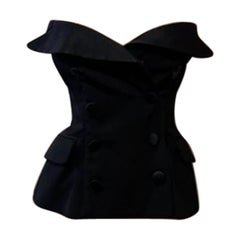 Vintage Moschino Couture Black Wool Tuxedo Bustier