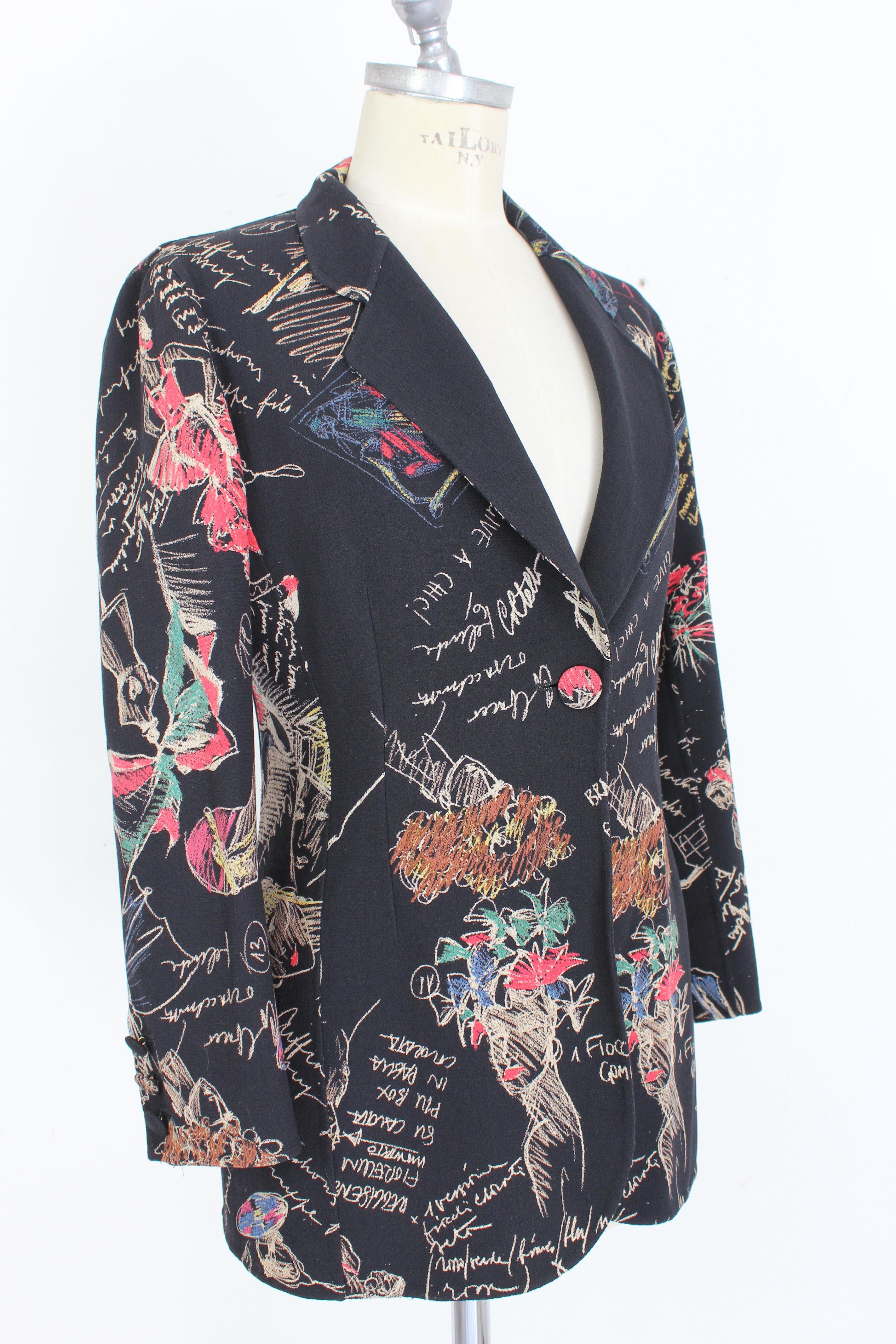 Moschino Couture Black Wool Tuxedo Jacket Graffiti 1990s In Excellent Condition In Brindisi, Bt