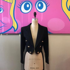 Moschino Couture Black Wool Tuxedo Jacket Hearts