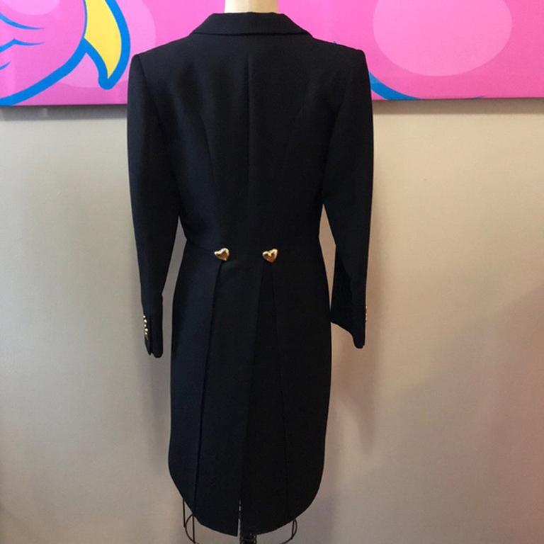 Moschino Couture Black Wool Tuxedo Jacket Hearts In Good Condition For Sale In Los Angeles, CA