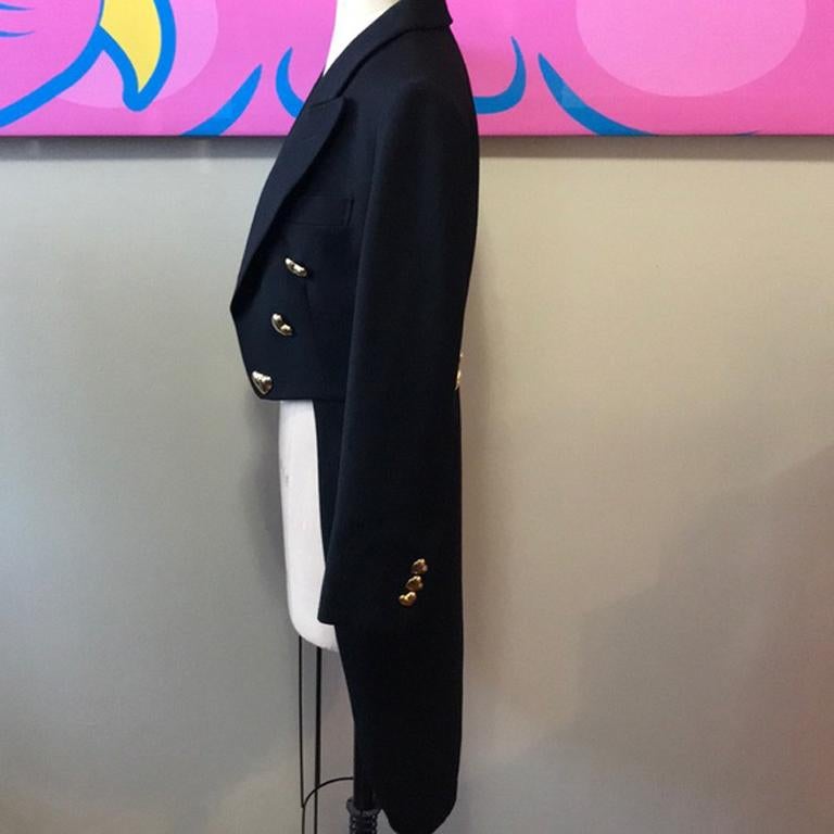 Women's Moschino Couture Black Wool Tuxedo Jacket Hearts For Sale