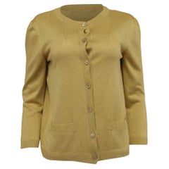 Moschino Couture Buttoned Cardigan in Metallic Gold Acetate