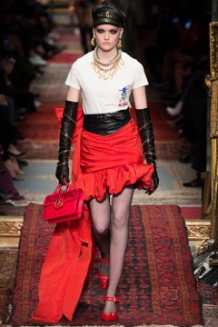 Moschino Couture by Jeremy Scott Fall 2016 RUNWAY Red Moto Bubble Skirt With Bow