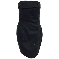 Moschino Couture Charcoal Wool Strapless Mini Dress Size 10 US