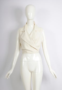 Moschino Couture collectors vintage embellished "cash coeur" cream wrap top