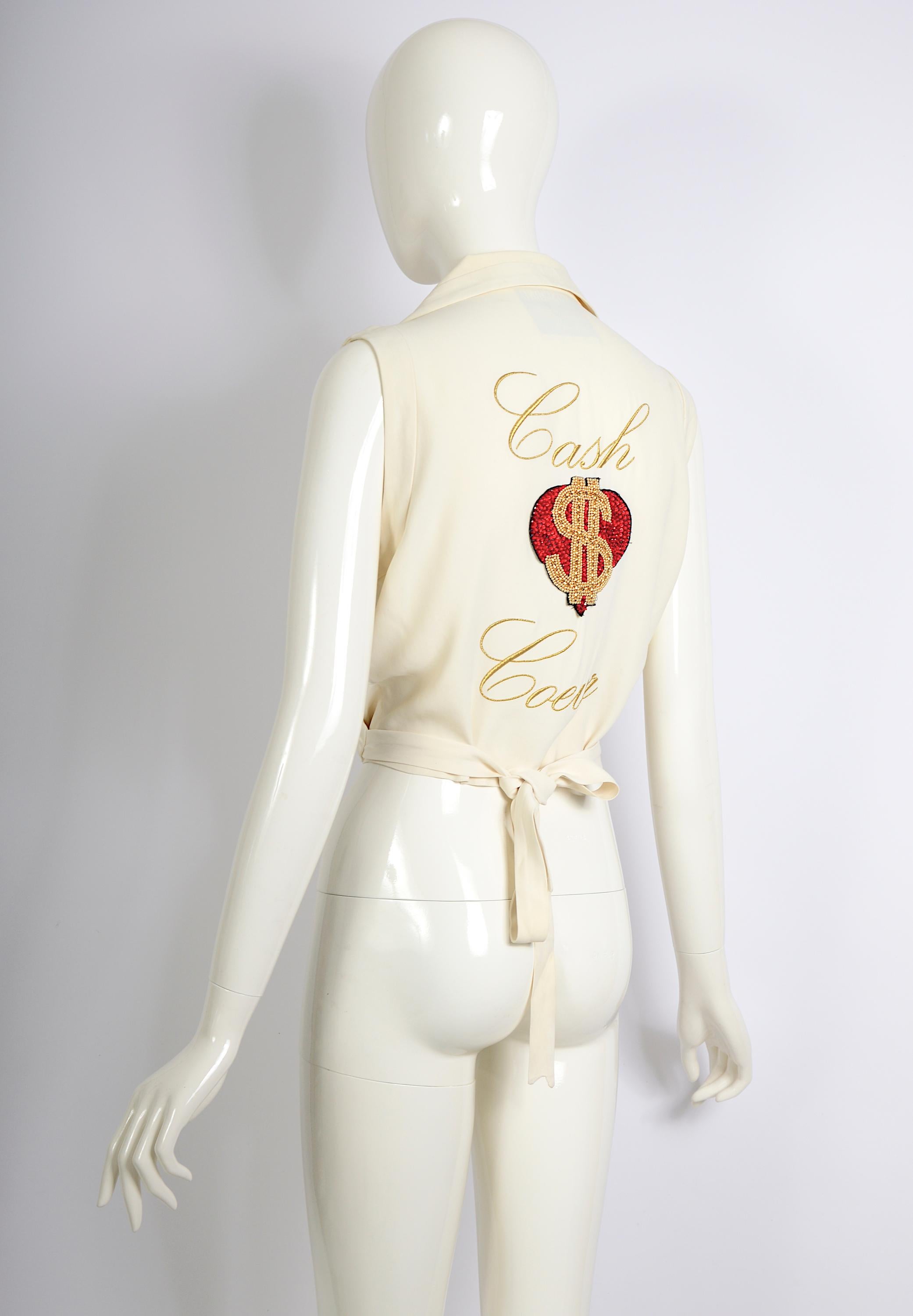  Moschino Couture collectionneur de collection vintage embelli « Cash coeur » crème en vente 2