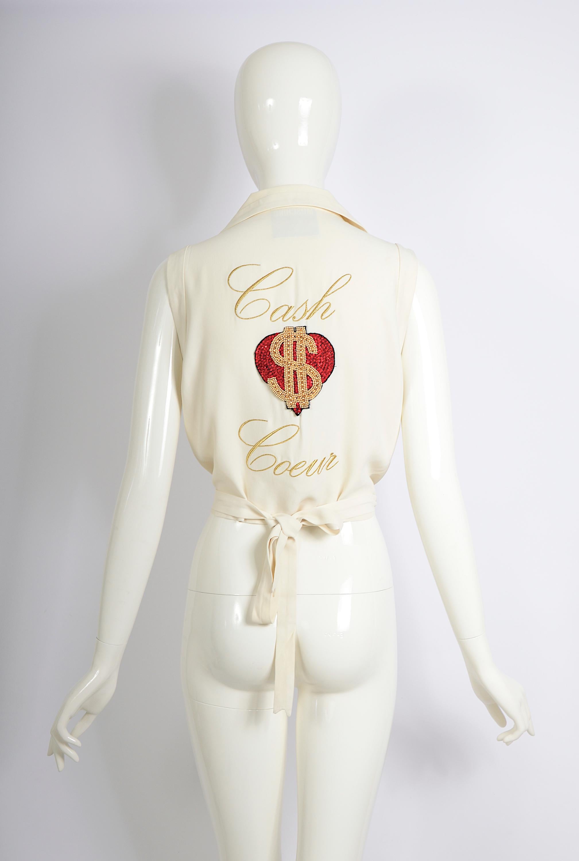  Moschino Couture collectionneur de collection vintage embelli « Cash coeur » crème en vente 3