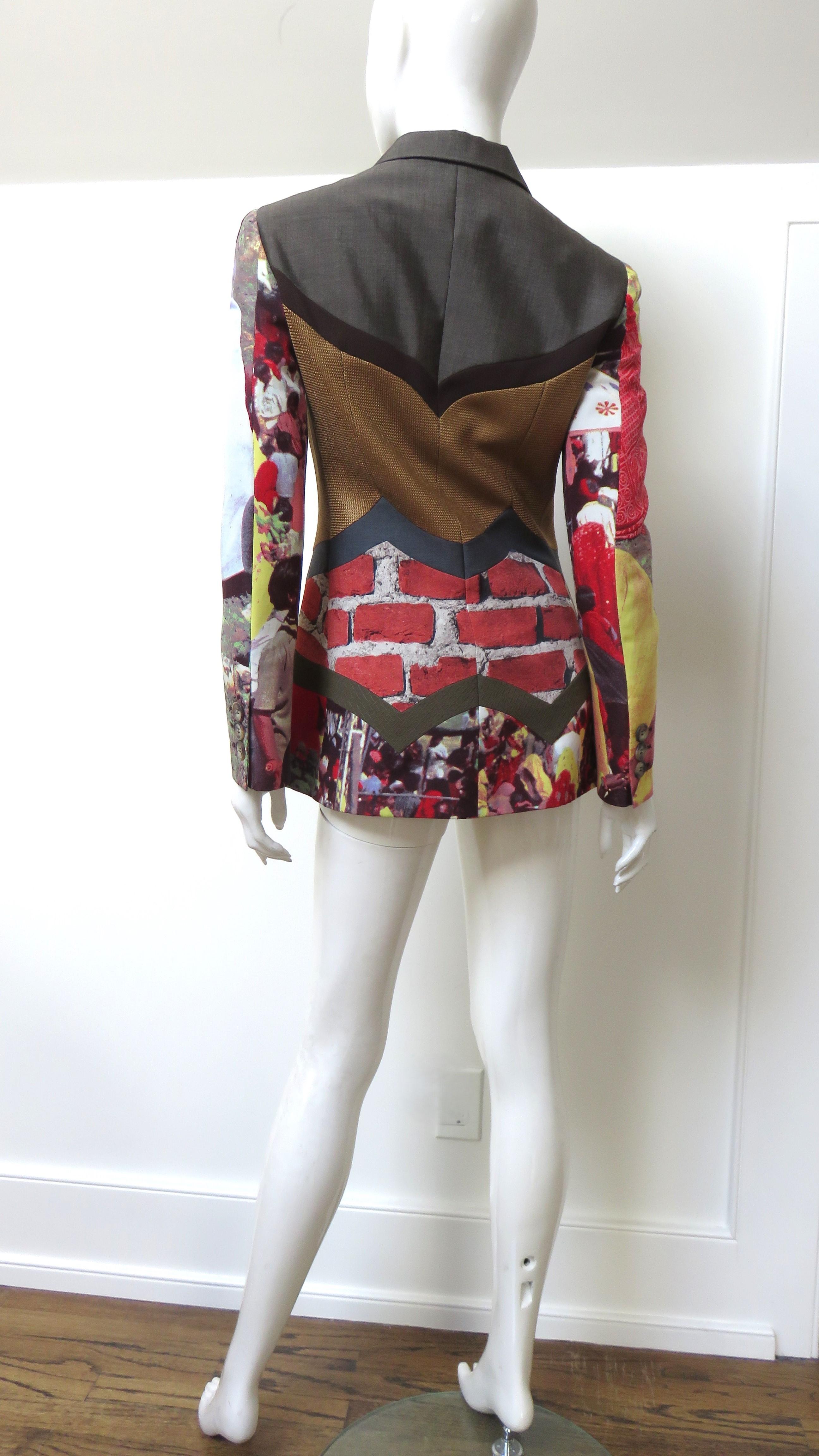 Moschino Couture Color Block Brick Trompe L'Oeil Blazer anni '90 in vendita 5