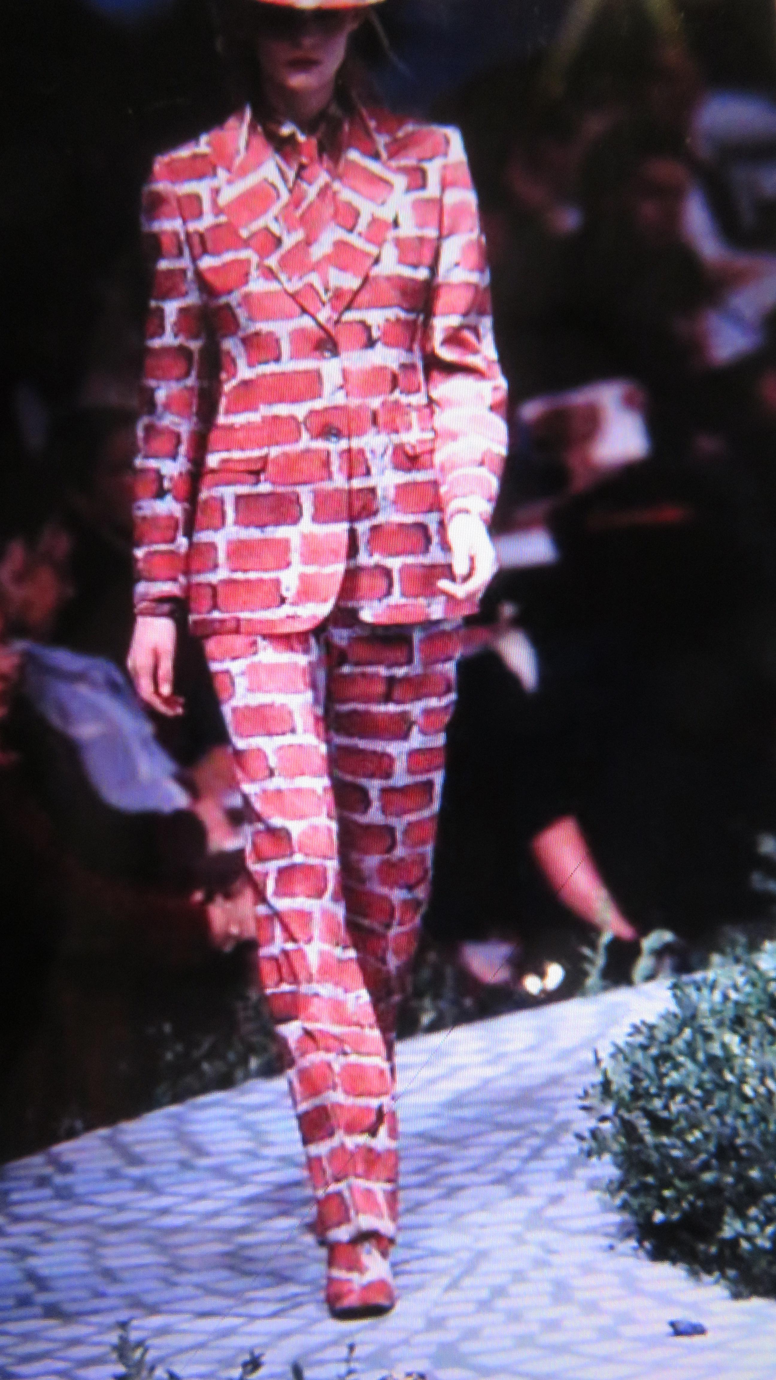 Moschino Couture Color Block Brick Trompe L'Oeil Blazer anni '90 in vendita 6