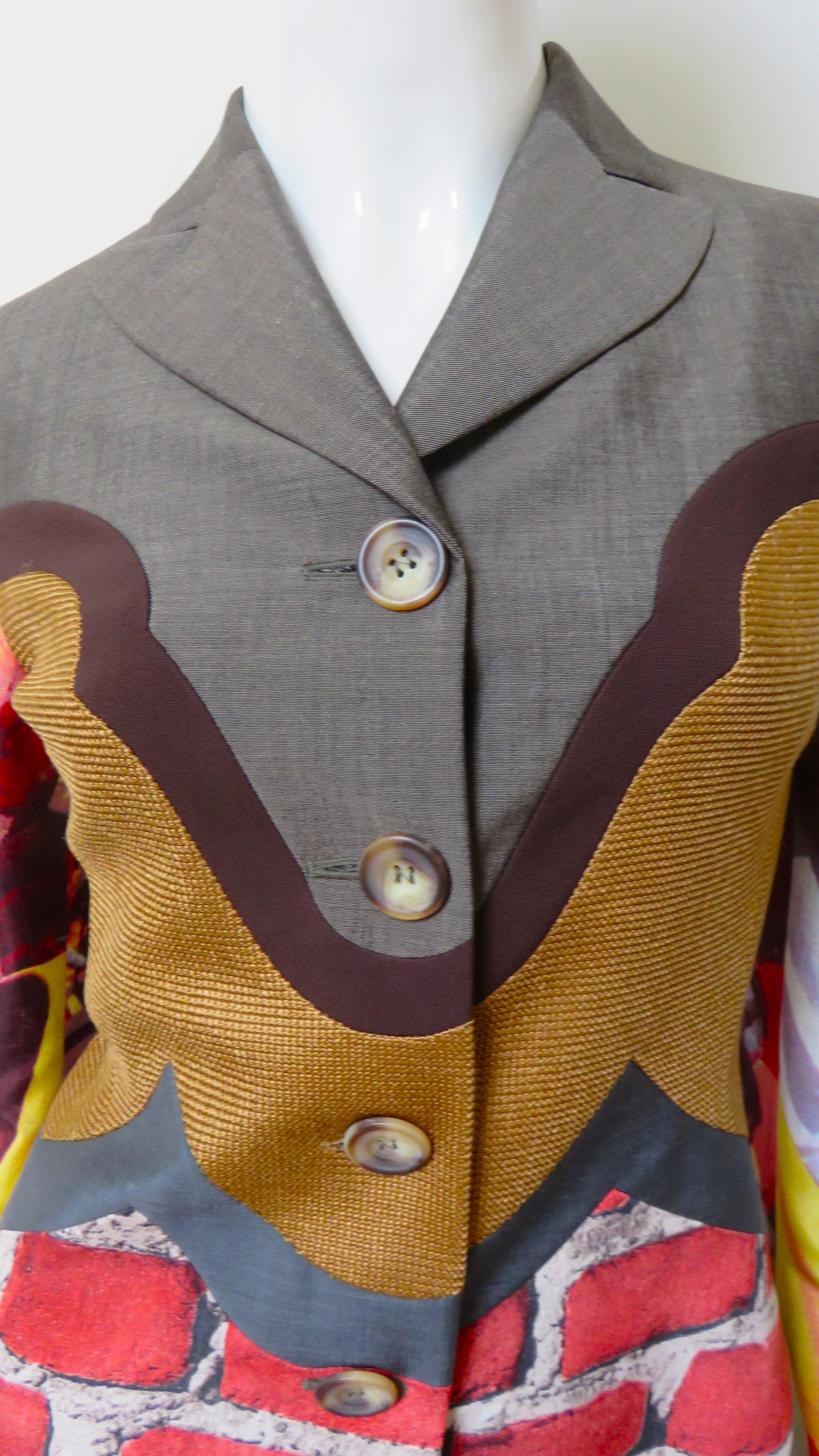 Donna Moschino Couture Color Block Brick Trompe L'Oeil Blazer anni '90 in vendita
