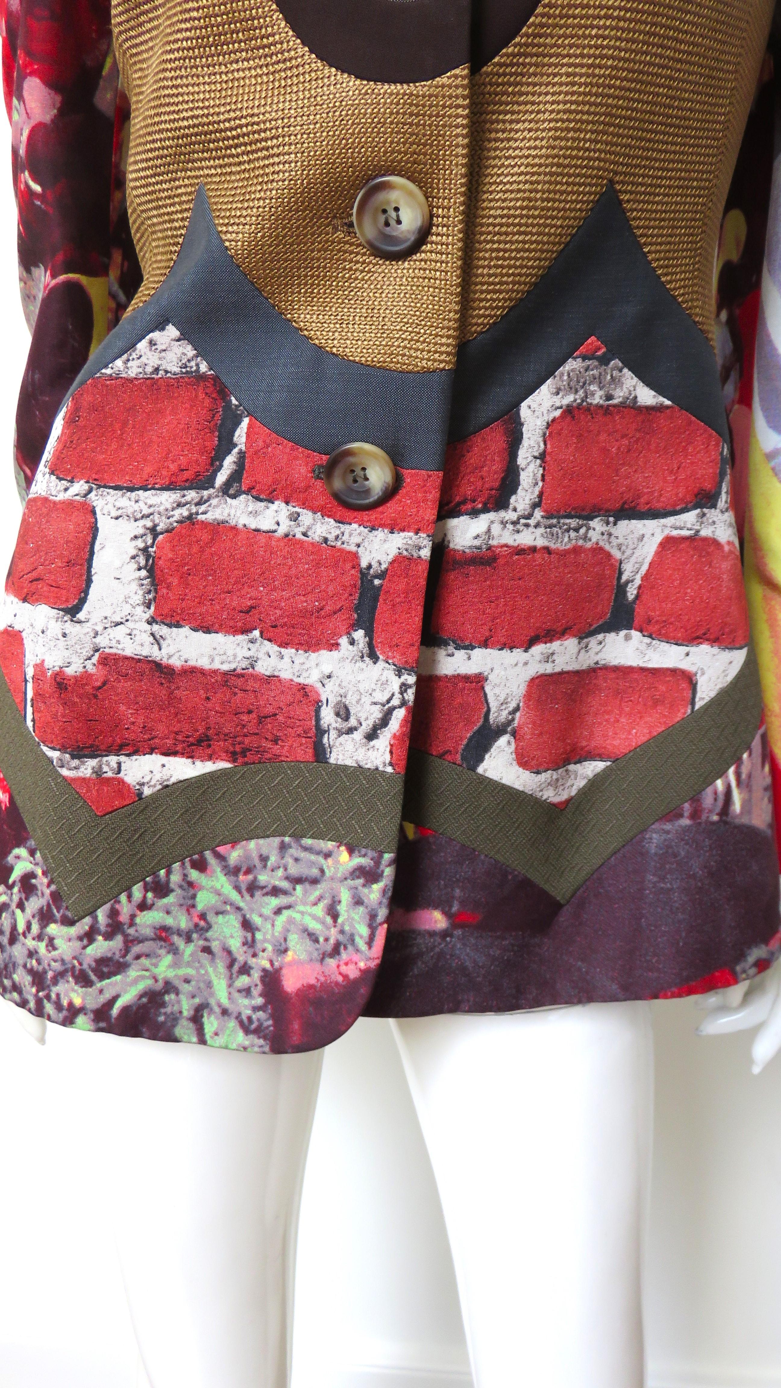 Moschino Couture Color Block Brick Trompe L'Oeil Blazer anni '90 in vendita 1