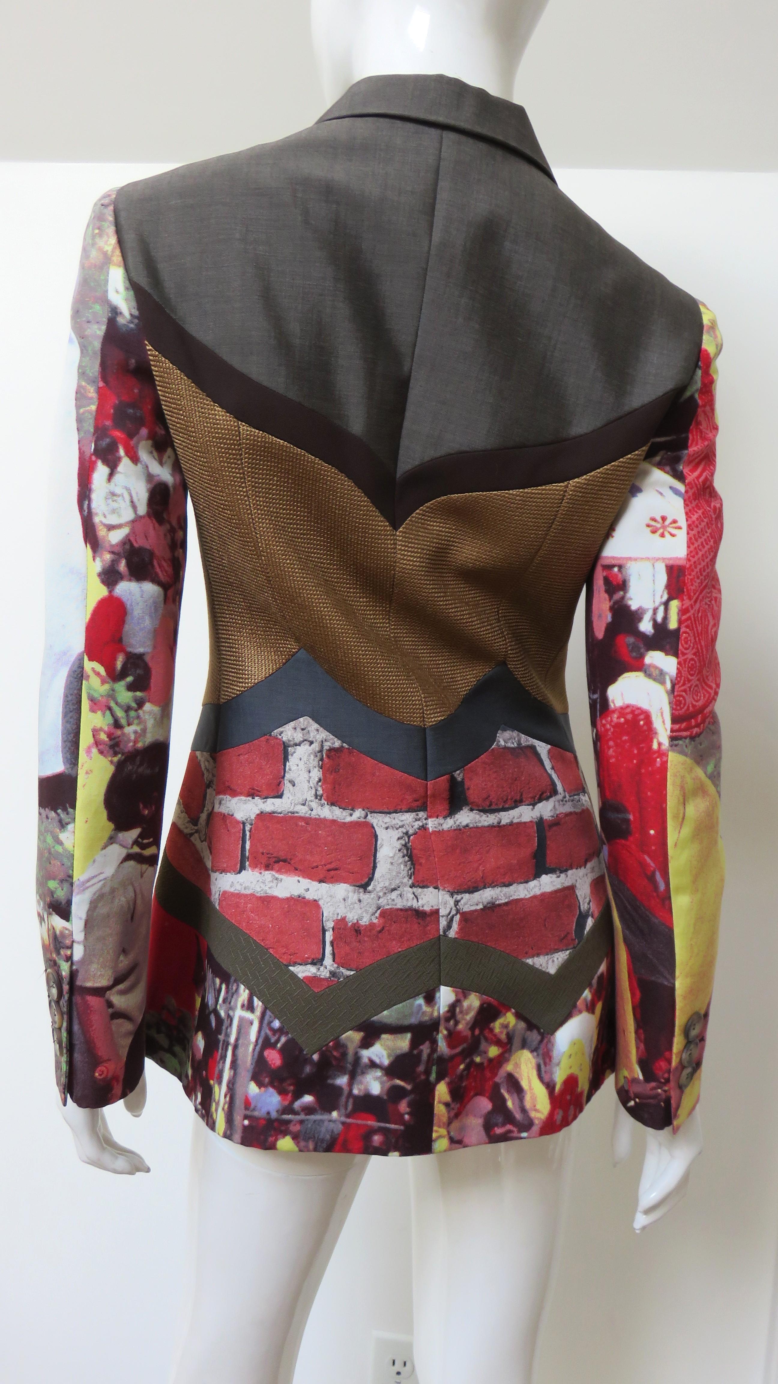 Moschino Couture Color Block Brick Trompe L'Oeil Blazer anni '90 in vendita 4