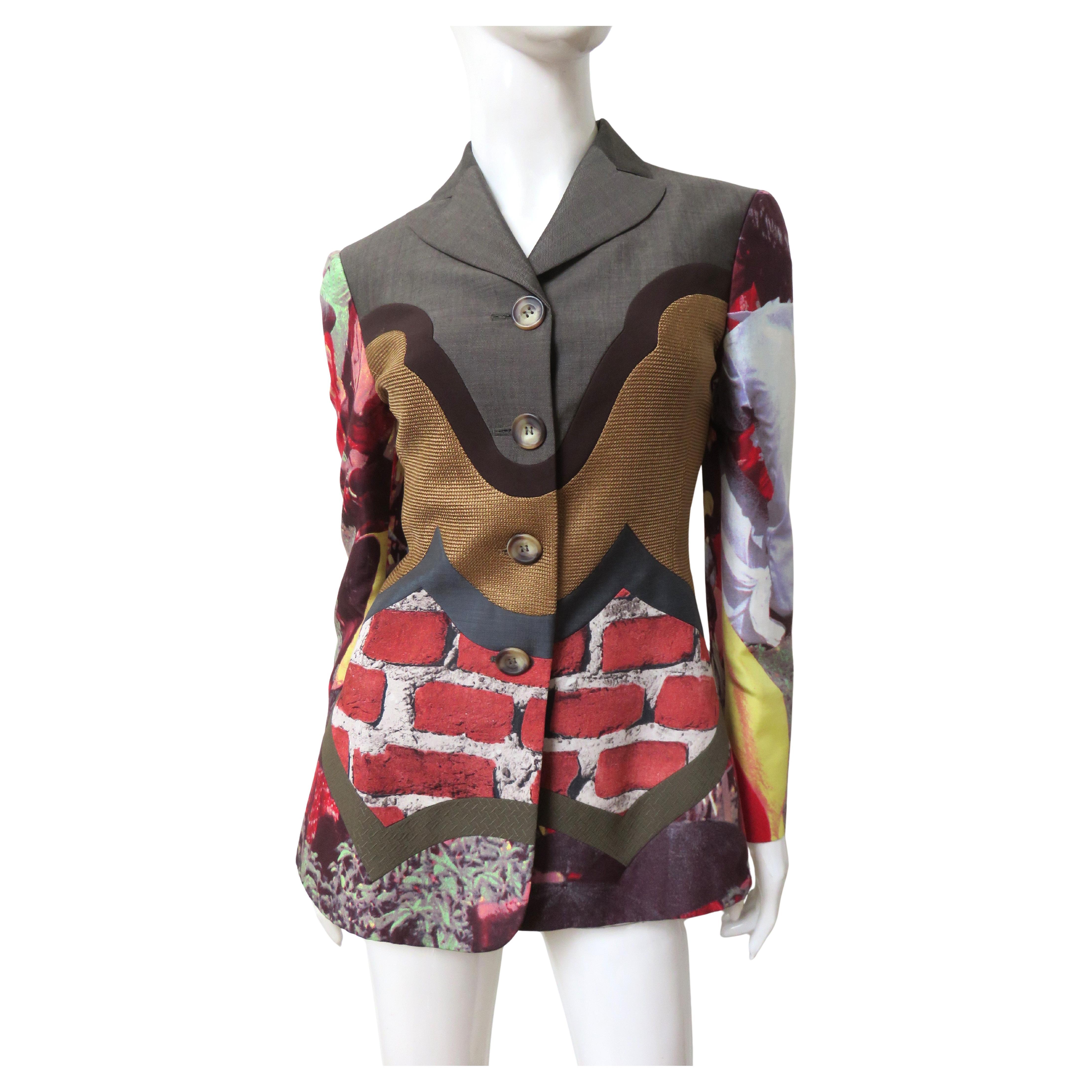 Moschino Couture Color Block Brick Trompe L'Oeil Blazer anni '90