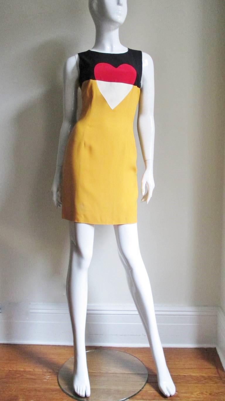 Moschino Couture Color Block Heart Dress In Good Condition In Water Mill, NY