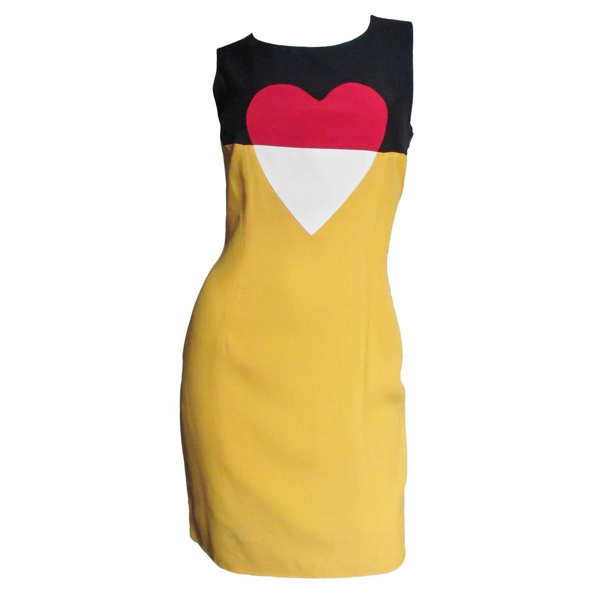Moschino Couture Color Block Heart Dress