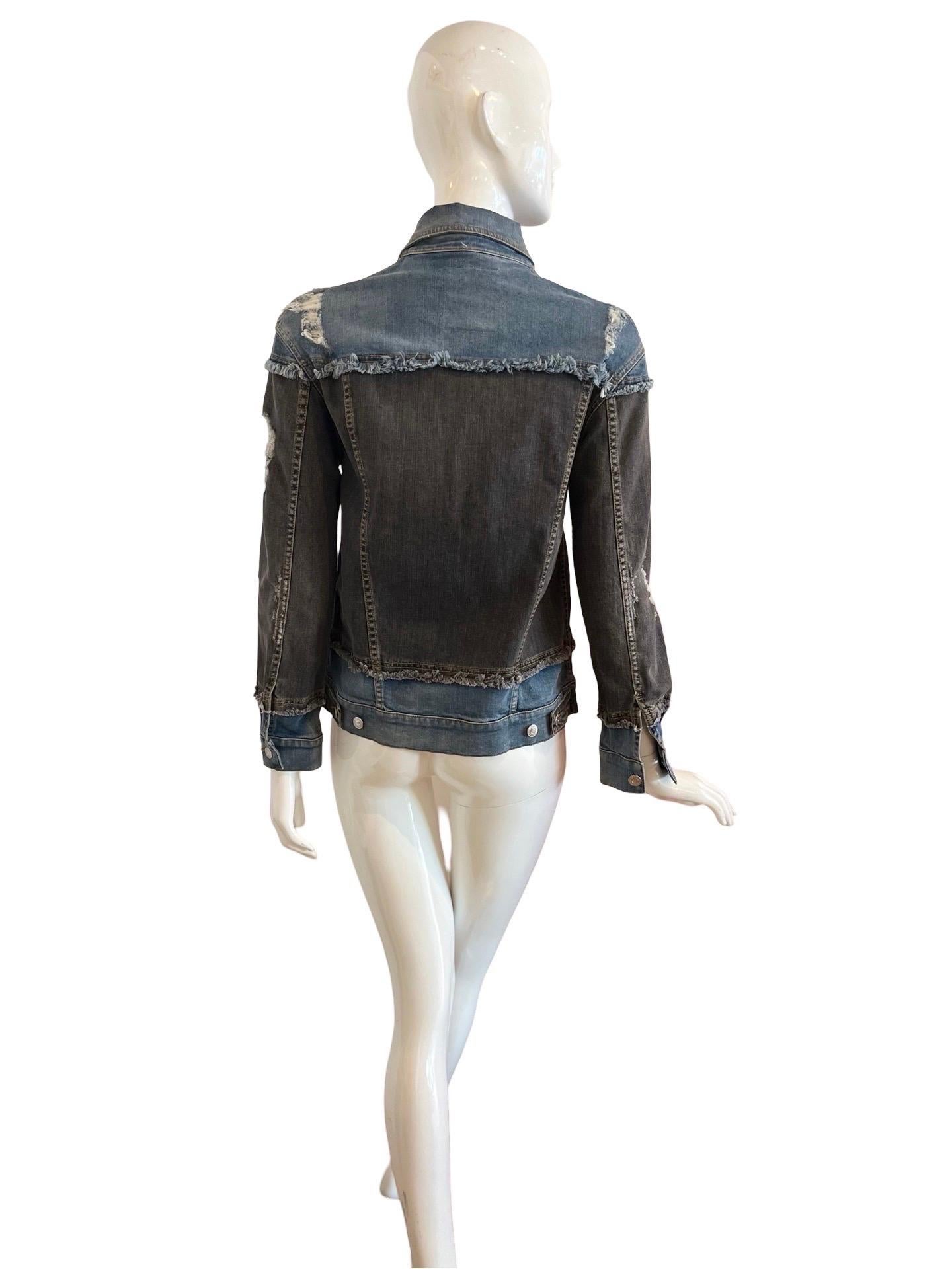 Black Moschino Couture Colorblock Denim Jacket For Sale