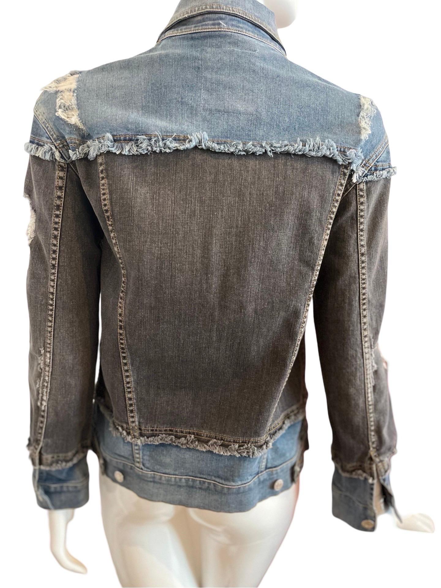 Moschino Couture Colorblock Denim Jacket In Excellent Condition For Sale In Miami, FL