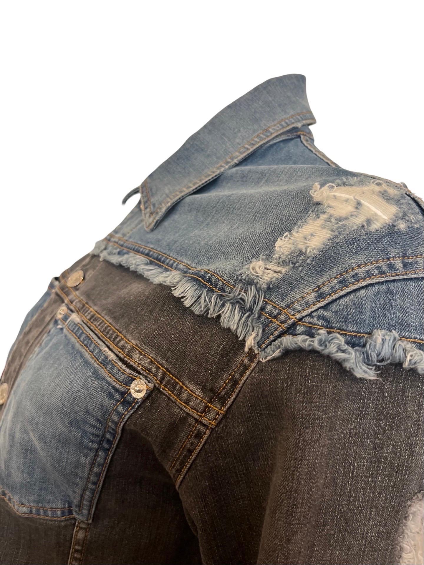 Moschino Couture Colorblock Denim Jacket For Sale 3