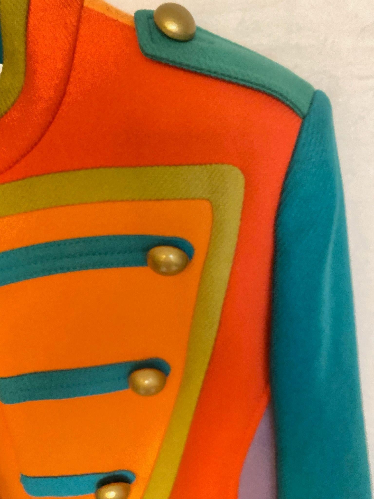 Brown Moschino Couture Colorblock Wool Blend Military Band Jacket Runway Rare For Sale