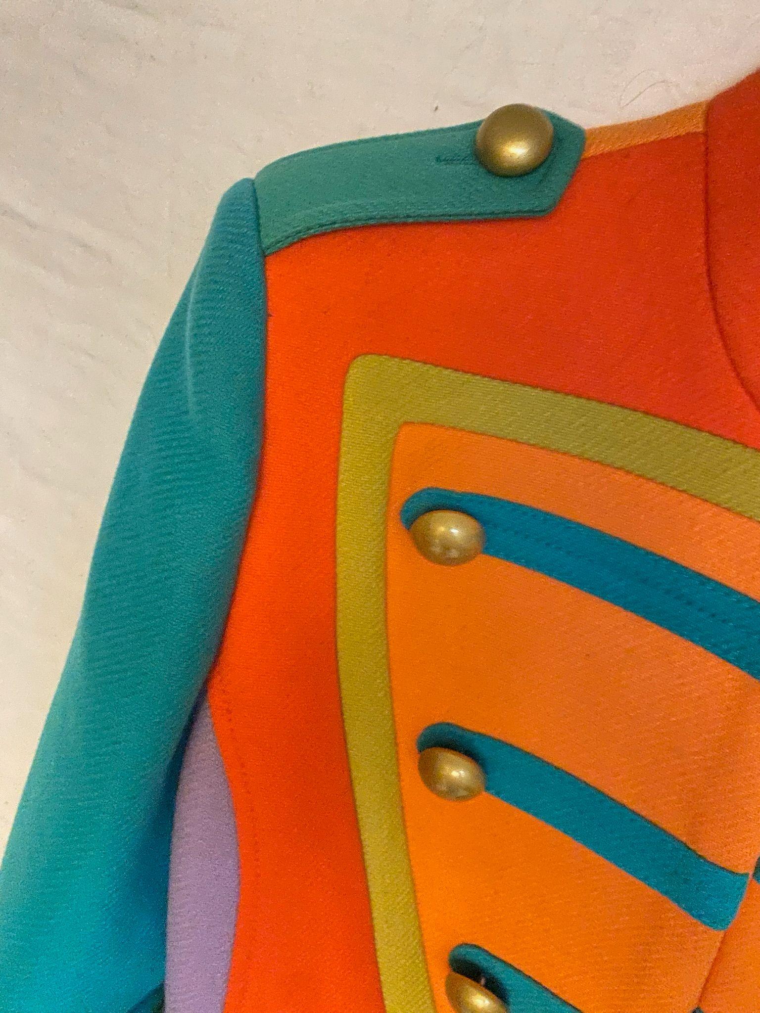 Moschino Couture Colorblock Wool Blend Military Band Jacket Runway Rare In New Condition For Sale In Los Angeles, CA