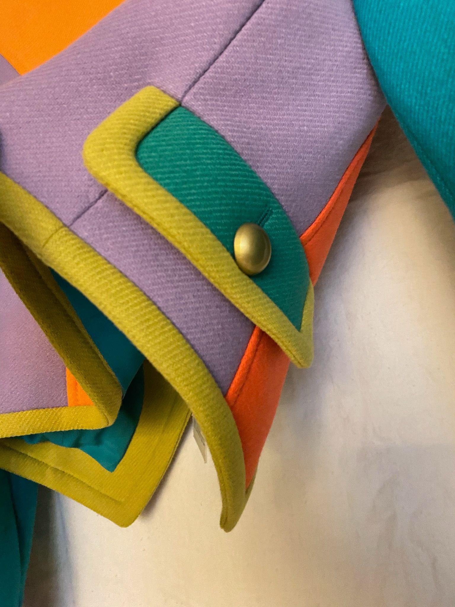 Moschino Couture Colorblock Wool Blend Military Band Jacket Runway Rare For Sale 1