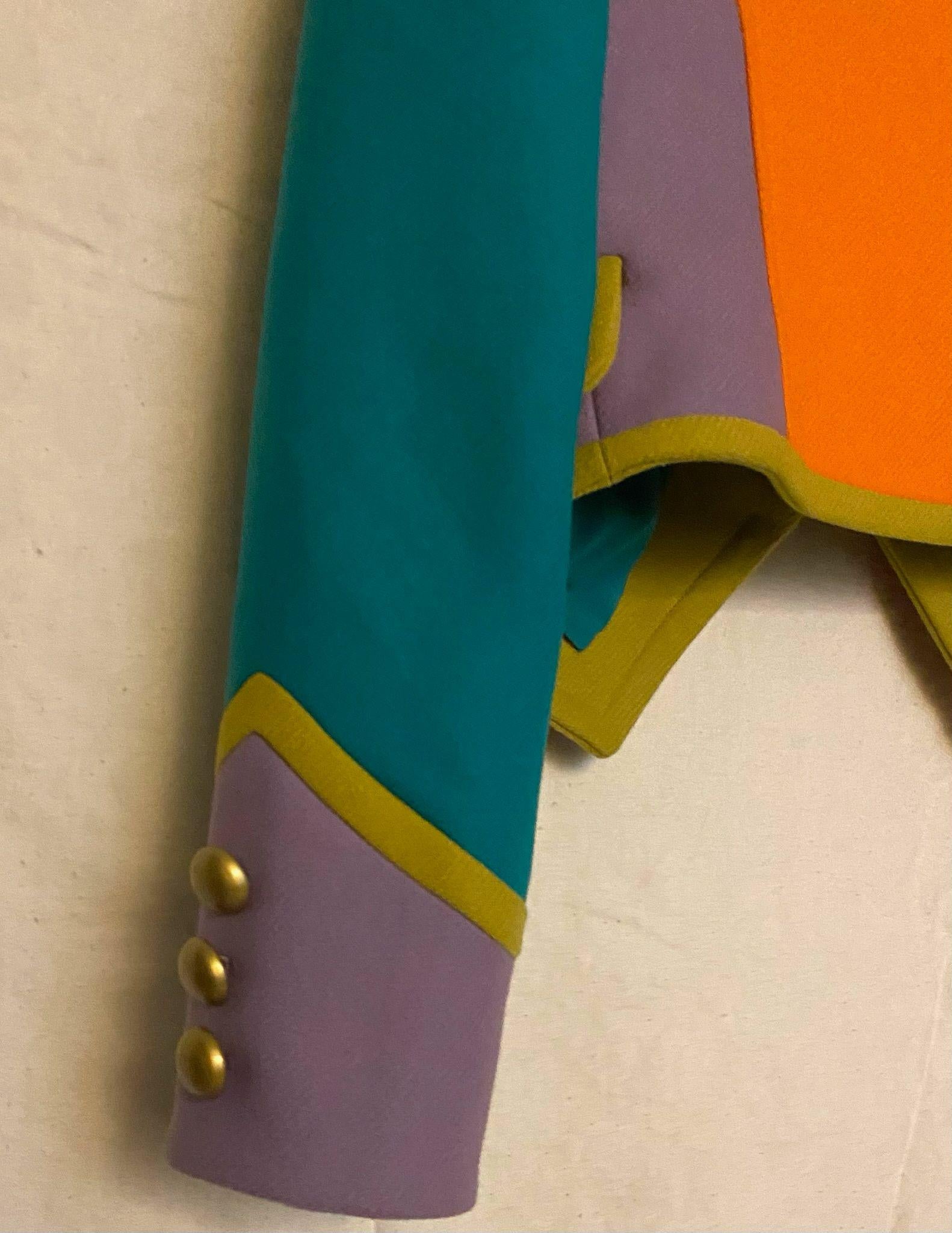 Moschino Couture Colorblock Wool Blend Military Band Jacket Runway Rare For Sale 3