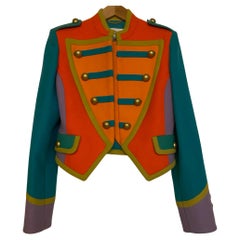 Moschino Couture Colorblock Wool Blend Military Band Jacket Runway Rare