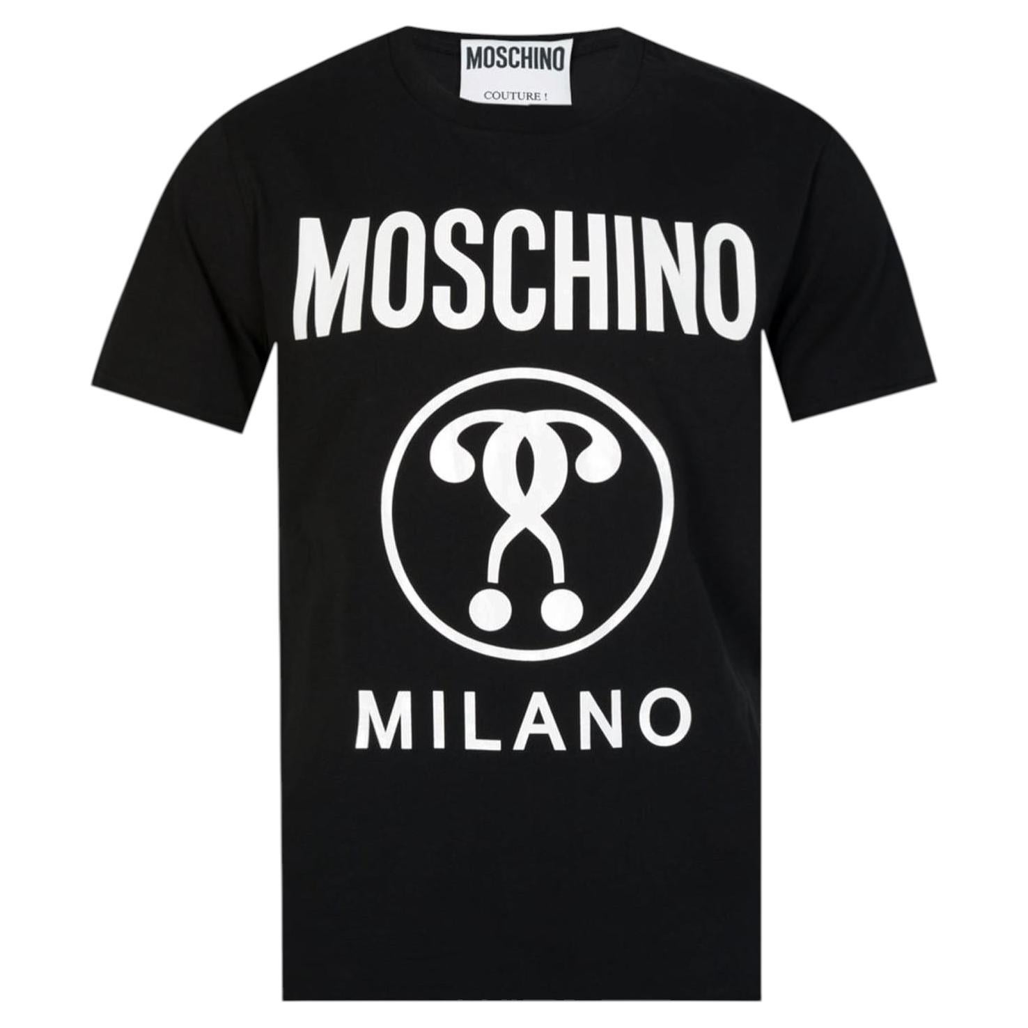 Maglietta in cotone con logo stampato Moschino Couture in vendita