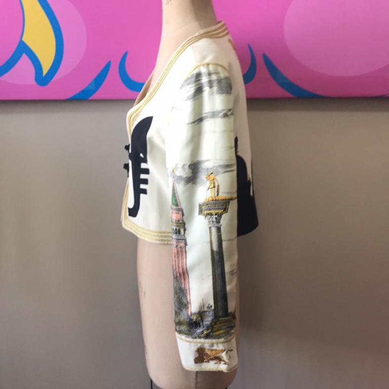 Moschino Couture Cruise Me Baby Cropped Silk Jacket In Good Condition In Los Angeles, CA