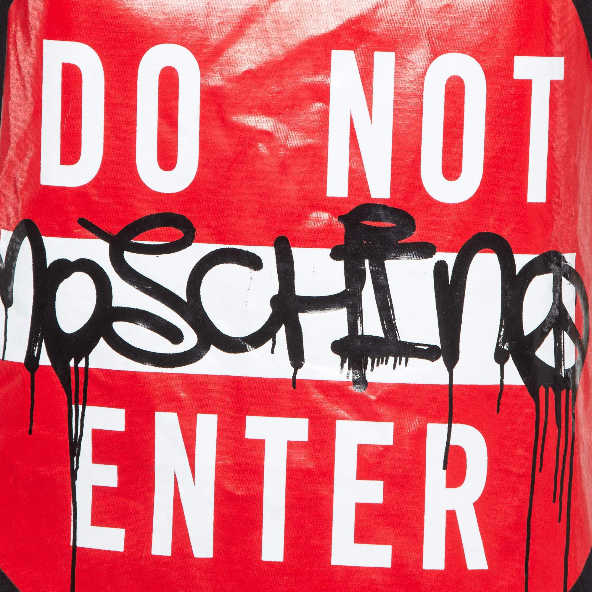 Camiseta de algodón con estampado Moschino Couture Do Not Enter XS Marrón en venta