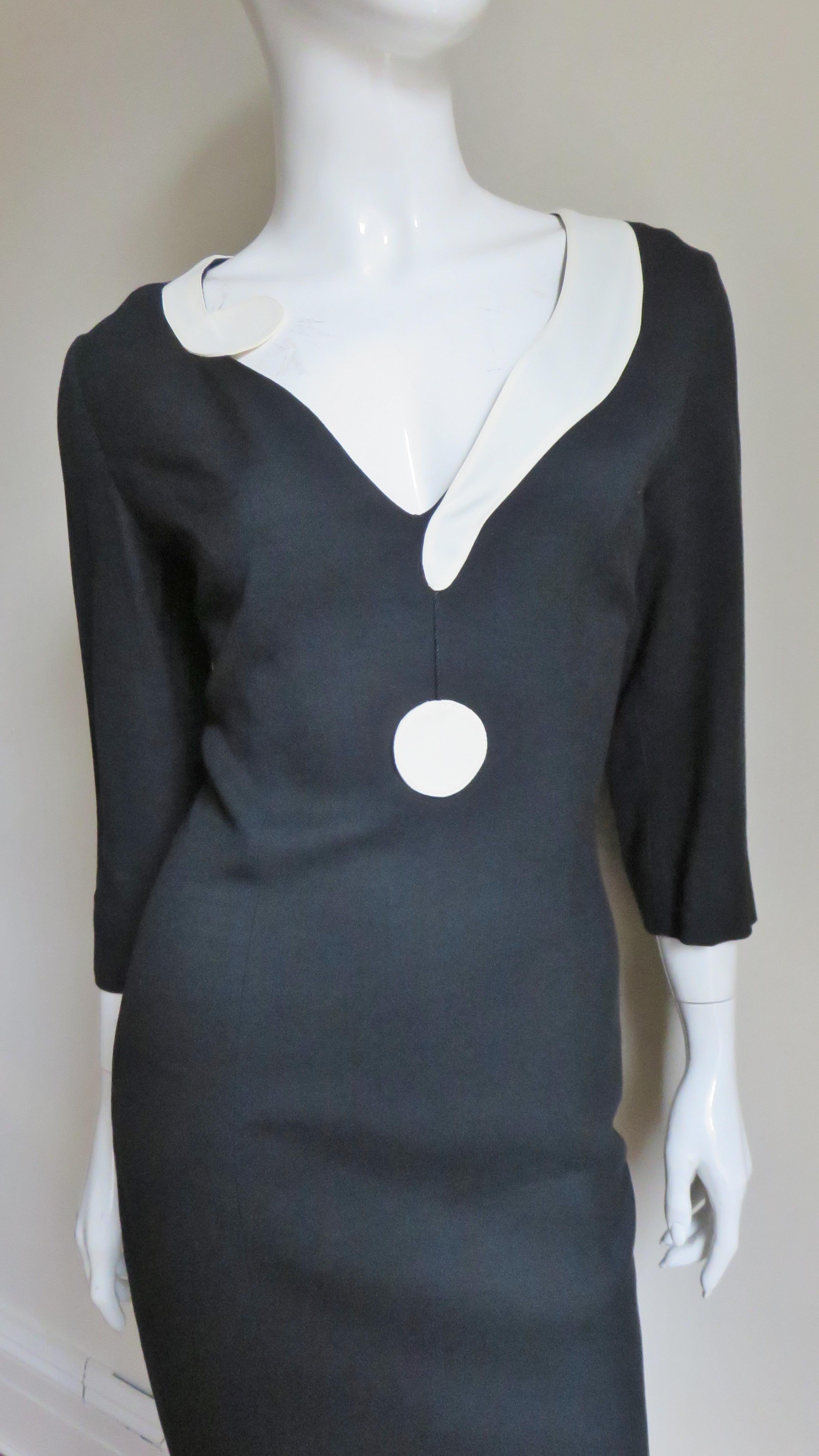 Moschino Couture Dress with Question Mark Collar A/W 1998 In Excellent Condition For Sale In Water Mill, NY