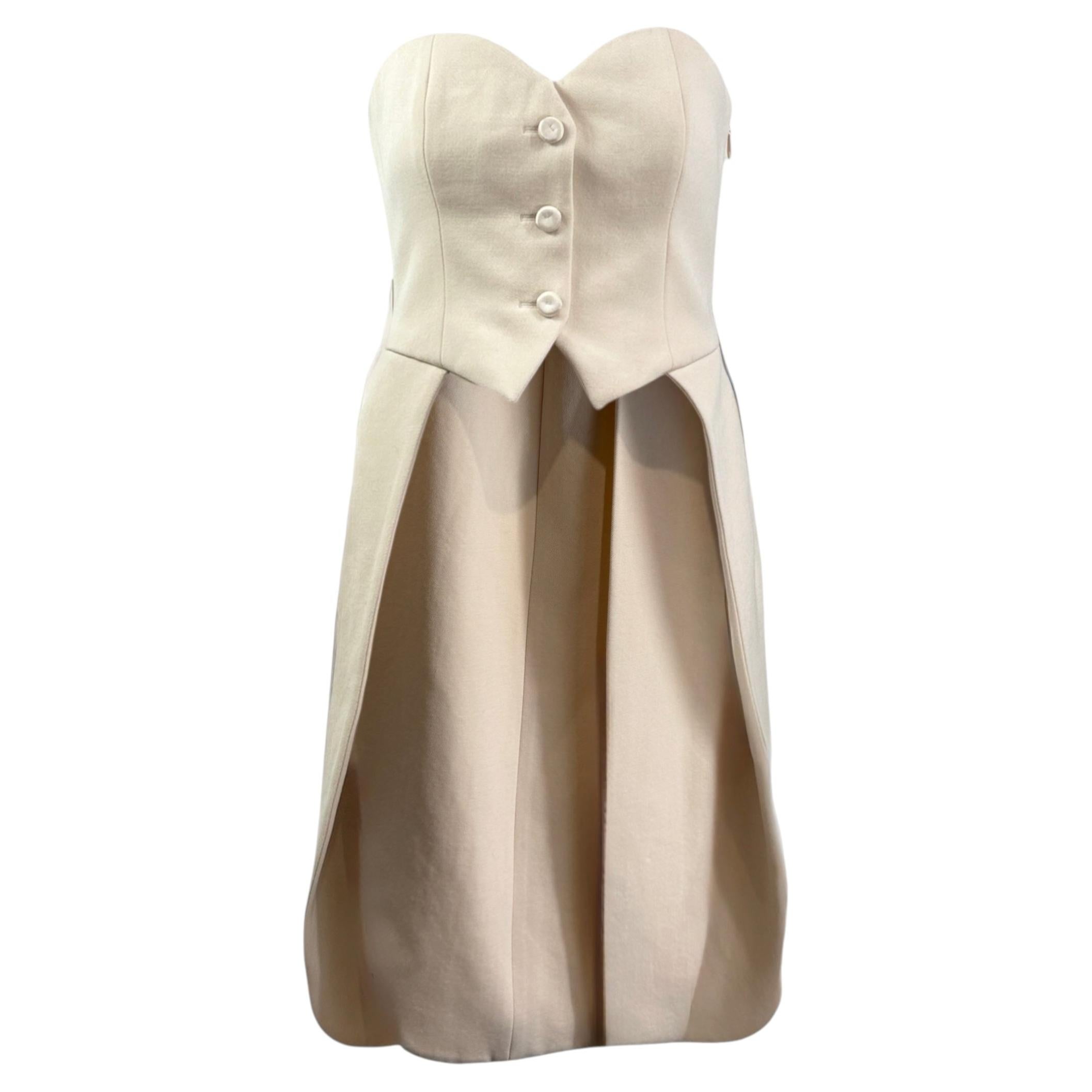 Moschino Couture ecru wool bustier tailcoat