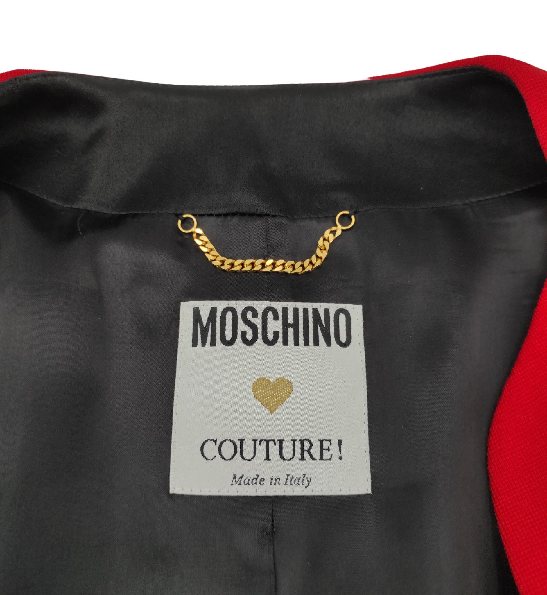 Moschino Couture F/W 1991 blazer à coeurs rouges en vente 3