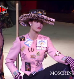 Moschino Couture Fall 1988 Patch Jacket and Question Mark Skirt Ensemble