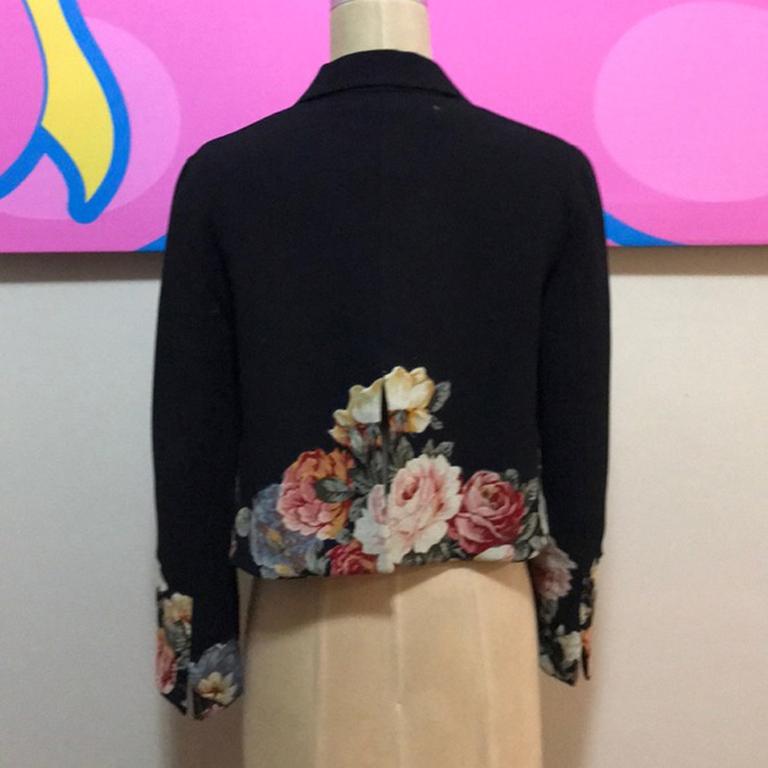 Women's Moschino Couture Floral Black Wool Swing Jacket For Sale