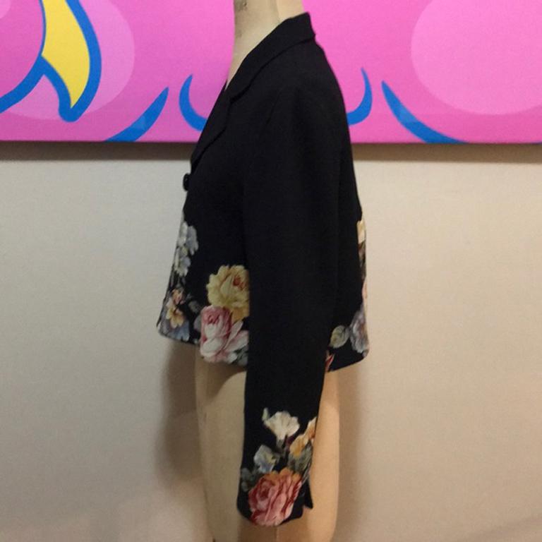 Moschino Couture Floral Black Wool Swing Jacket For Sale 2