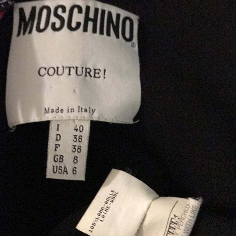 Moschino Couture Floral Black Wool Swing Jacket For Sale 3