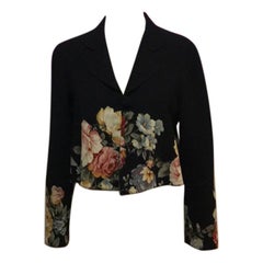 Used Moschino Couture Floral Black Wool Swing Jacket