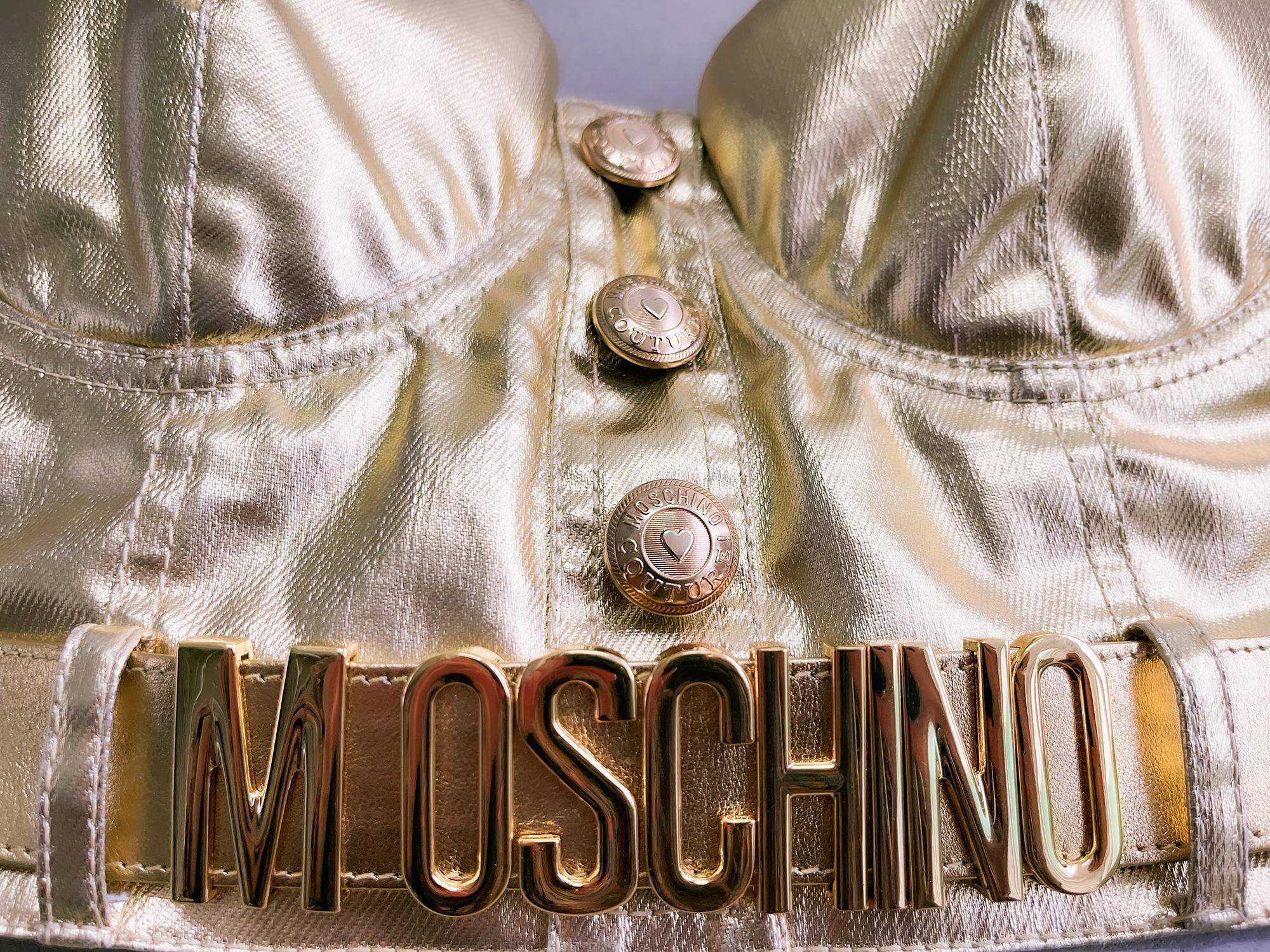 MOSCHINO Couture Gold-Bustier-Korsett und Jacke-Set aus Metallic im Zustand „Gut“ im Angebot in Berlin, BE