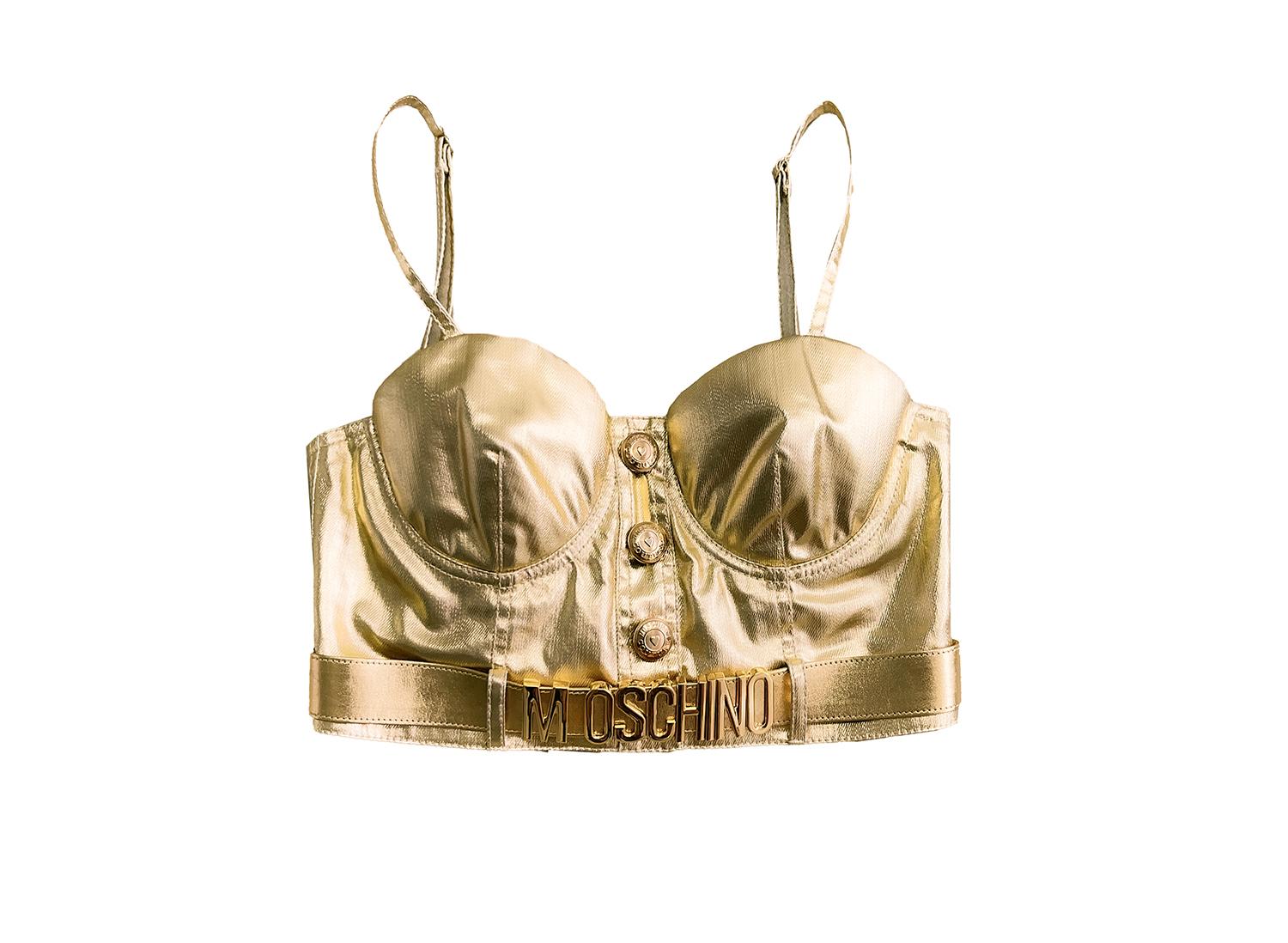 MOSCHINO Couture Gold-Bustier-Korsett und Jacke-Set aus Metallic im Angebot 1